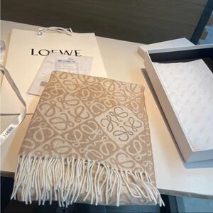 Loewe Tan and Cream Patterned Scarf